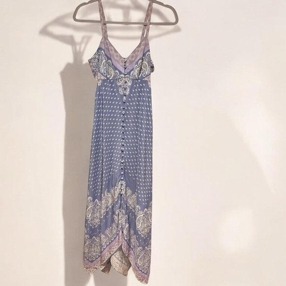 Intermix 100% Silk Isla Scarf Midi Dress Size 2 Blue/Lilac - Picture 7 of 16